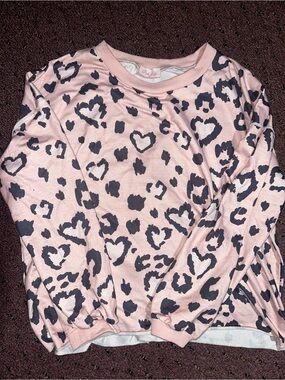 Pink Lily Pink and Black Heart Leopard Long Sleeve Pullover